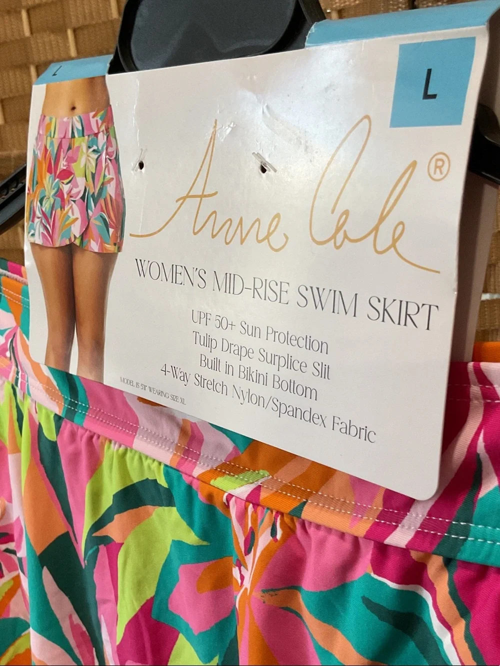Anne Cole Floral Mid-Rise Swim Skirt in Pink, Teal & Orange